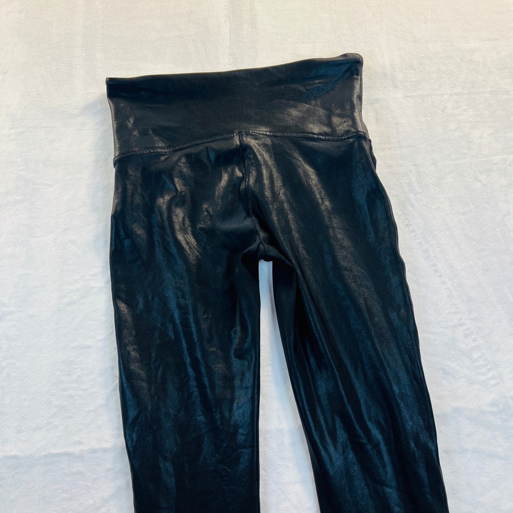 Spanx Faux Leather Leggings Very Black High Waisted Shaping XL 24319R - Picture 7 of 8